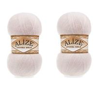 20 % laine, 80 % acrylique, fil doux, Alize, Angora, fil doré, crochet, 200 g, 1204 m, dentelle, tricot à la main, fil turc (599 Bone)
