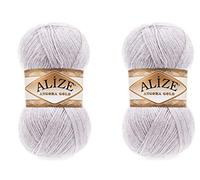20% laine 80% acrylique Fil doux Alize Angora Gold pour crochet Lot de 2 pelotes 200g 110m Tricot à la main en dentelle Fil turc (71 Gris clair)