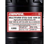 20 Litre CHEMPIOIL Ch Multifarm Stou 10W-30 huile moteur Api CG-4 / Sf,GL-4 Acea