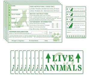 20 Live Animals Stickers with Arrow for Air Cargo Crate Shipping | Live Animals Handling Instruction Labels Set