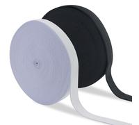 20 m × 20 mm - Noir et blanc - Bande élastique à couture large - Deux bandes élastiques noires - Bordure pour la ceinture de pantalon, bandes élastiques à coudre - Ruban en tissu pour la couture -