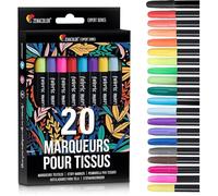 20 Marqueurs Textile et Tissu - Feutre Textile Non-Toxique Indélébile et Permanent à Pointe Fine - Idéal pour T 1 unité (Lot de 20)