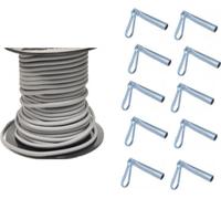 20 mètres de corde extensible Ø 8 mm GRIS + embouts de corde avec crochets Simplex