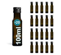 20 Mini Bouteilles en Verre Foncé 100ml avec Bouchon a Vis Noir | Petites Bouteilles pour Huile d'Olive, Vinaigre, Alcool, Sauces, Potion Magique | Huilier en Verre, Flacon pour Échantillons