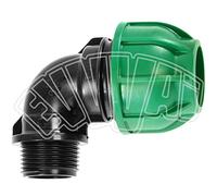 20 mm x 3/4" mâle - Coude 90 degrés courbe compression tube PN irrigation