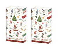 20 Mouchoirs individuels Noël Petits symboles de Noël rouges.2 paquets de 10 mouchoirs individuels imprimés en cadeau.