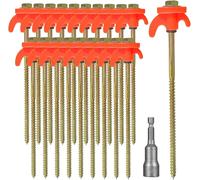 20 Pack Steel Tent Pegs With Thread,Screw Down Pegs For Camping,Stable Pegs For Camping And Outdoor,Tent Hooks For Hard Ground,Forest,Meadow,Grass