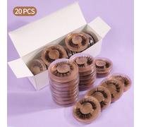 20 paires de faux cils naturels et moelleux mélangés avec boîte de rangement, convenant pour un port quotidien, style dessin animé, accessoire de voyage, faux cils en bandes Fibre chimique
