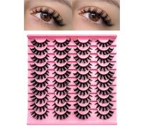 20 paires de faux cils rayés russes, cils épais bouclés D, convenant pour un usage quotidien et pour les fêtes, maquillage charmant des yeux, accessoires de voyage, cosmétiques, accessoires de voyage,