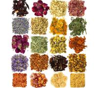 20 Paquets d'espèces de Fleurs pour Le Savon Fleurs séchées Pétales séchés Herbes Kit Lavande Rose Lily Jasmin N'oublie Pas pour Bricolage Artisanat Résine Bain Bombes Savon Bougie Faire.