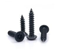 20 pc M3 M4 Torx en Acier Noir avec Colonne de Broche Plat fraisé Rond Pan Bouton tête inviolable sécurité vis à Bois autotaraudeuse(Round Head,2.9x6.5mm)