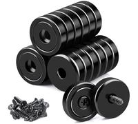 20 pcs aimants en néodyme extra forts, aimants à disque de 20 mm avec capsule, aimants aimant en pot puissant avec trou, aimant en pot fraisé noir avec vis et coussin en acier pour cuisines