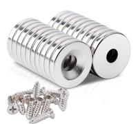 20 pcs aimants néodyme avec trou 18x3 mm ouverture 5 mm aimants petit aimant extra fort plat, aimant à visser pour placard de cuisine