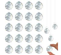 20 Pcs Attrape Soleil Cristal,Suncatcher Pendentif en Cristals, Sun Catcher Attrape-Soleils en Cristal Prismes,Pendentif Capteur a Suspendre Arc-en-Ciel Décoration de Fenêtre Jardin Mariage(30 mm)
