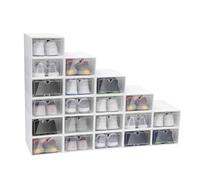20 pcs Boîtes à chaussures, boîtes de rangement pour chaussures en plastique transparent empilables conteneurs pour organisateur de chaussures avec couvercles pour femmes/hommes