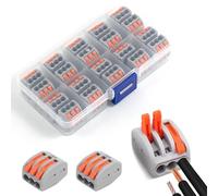 20 Pcs Bornes de Connexion,3 Entrées Connecteur Électriques Rapide de Fil,Bornes de Connexion Automatique,pour Fils Solides,Toronnés et Flexibles,pour Circuit en Ligne