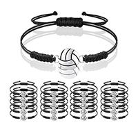 20 Pcs Bracelet de volley-ball de charme de sport Bracelet de charme de volley-ball réglable bijoux corde tressée(noir)