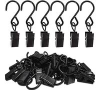 20 Pcs Clips en Acier Inoxydable Crochets Anneaux à Pince pour Tringle à Rideau Clips de Rideaux Crochet pour Bagues de Draperie(Noir)