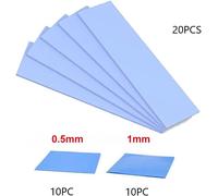 20 Pcs CPU Heat Sinks Heat Conductive Silicone Pad 67 x 20mm Silicone Thermal Pad Reusable Heat Conductive Silicone Pad (0.5/1.0mm).[E1411]