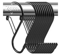20 PCS Crochets en S Noirs 10cm avec Loquet de Sécurité - Crochets Métalliques Robustes pour Suspendre Plantes, Ustensiles de Cuisine, Jeans et Sacs - Compatibles avec la plupart des tringles