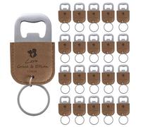 20 Pcs Décapsuleurs Personnalisés pour Cadeaux de Mariage, Ouvre Bouteille en Cuir, Porte-Clés Personnalisé, Logo de Texte Gravé, Kaki