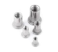 20 pcs écrous aveugles rivet m3 m4 m5 m6 m8 tête plate filetée aveugle rivet écrou 304 acier inoxydable vis à métaux, outil de réparation de fixation accessoire(M4)