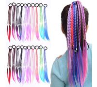 20 PCS Extensions de Postiches Twist Tresses, Tresse Cheveux Enfant avec bande de corde élastique pour filles, Couleurs Dégradées Filles Postiche Twist Tresses, pour enfants et femmes (10 Couleurs)