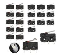 20 Pcs Interrupteurs de Fin de Course Miniatures à Levier à 3 Broches 5A 125/250V, Interrupteurs SPDT pour Équipement Électronique, 10 Leviers Droits et 10 Levier Incurvé Modèle KW11-3Z