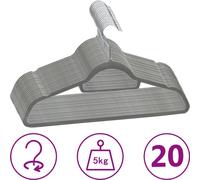 20 pcs. Lot de cintres Antidérapant Gris Velours