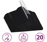 20 pcs. Lot de cintres Antidérapant Noir Velours