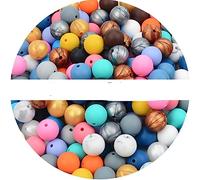 20 pcs/lot perles de silicone 15 mm en forme de perles lâches de teinture de cravate bricolage perles-mélange