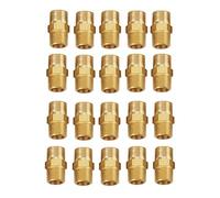 20 Pcs Mamelon Hexagonal en Laiton, Adaptateur Mamelon Raccord Hexagonal en Laiton pour Raccord de Téton Hexagonal de Tuyau à Filetage Extérieur 1/8 BSP à 1/8 BSP