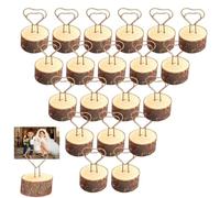 20 PCS Marque Place Bois, Design En Forme De Cœur Lot De Décoratives En Bois De Style Rétro Porte Photo Pince Porte-Mémo Pour Tables De Fête Support Numero Table Mariage Pour Mémo Et Photo Avec Écorce