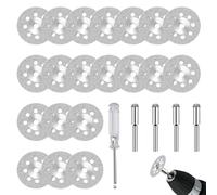 20 Pcs Mini Disque Diamant à Tronçonner de Coupe pour Dremel, avec 3mm Mandrin et Tournevis,pour Couper Bois, Métal, Verre, Céramique,Pierre