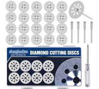 20 Pcs Mini Disques Diamant à Tronçonner pour pour Outil Rotatif Dremel, 20mm Disques à Tronçonner Diamantés avec Tige 3mm pour Coupe Pierre, Verre, Céramique
