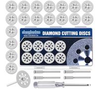 20 Pcs Mini Disques Diamant à Tronçonner pour pour Outil Rotatif Dremel, 22mm Disques à Tronçonner Diamantés avec Tige 3mm pour Coupe Pierre, Verre, Céramique