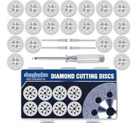 20 Pcs Mini Disques Diamant à Tronçonner pour pour Outil Rotatif Dremel, 25mm Disques à Tronçonner Diamantés avec Tige 3mm pour Coupe Pierre, Verre, Céramique