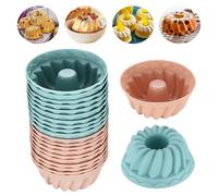 20 Pcs Moule à Brioche en Silicone, Moule à Savarin, Moule à Gâteau en Silicone, Moules à Kouglof, Moule en Silicone a Forme de Spirale, Moule à Pâtisserie pour Jello, Gélatine, Gugelhupf