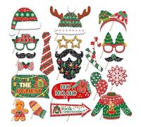 20 pcs Noël Photo Booth Props,Accessoires pour Photomaton de Noël,Fête de noël Photo Booth Props,Kit Photobooth Noel,Convient pour DIY,Nouvel an,Bal de Maquillage