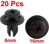 20 Pcs Noir Plastique Capot de Protection Agrafe Rivet Clips 6mm x 11mm x 16mm
