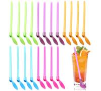 20 Pcs Paille pour Granité avec Cuillère - Paille Reutilisable pour Granité, Paille Granité 2 en 1 Cuillère pour Smoothies, Milkshakes, Cocktails et Café Glacé