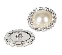 20 pcs Perle Boutons à coudre, Rétro Cristal Rond Ivoire Fausse Strass Boutons Bulk, Breloques en strass,18 mm Shank