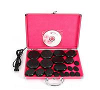 20 PCS Pierres Chaudes Hot Stone Massage Set, Kit de Pierres Chaudes, Kit de Massage aux Pierres Chaudes, Pierre Chaude en Basalte, avec grande boîte chauffante, Pour le spa, la massothérapie