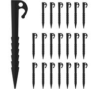 20 Pcs Plastic Tent Pegs, 14.5cm Tent Pegs, Camping Tent Fixing Pegs, Spiral Tent Pegs For Camping, Awnings, Garden, Black