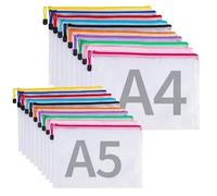 20 Pcs Pochette Document A4, A5, pochette rangement PVC Mesh, Transparentes Document Dossier Étanche Sac Plastique Zip, Pour Voyage Fournitures Bureau, Pochette Zip Cosmétique