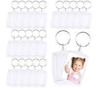 20 Pcs Porte-Clés Photo, Porte-Clé Acrylique, Porte Clef Personnalisable, DIY Porte Clef Photo avec Anneau Brisé, Transparent Key Chain pour Clés, Famille, Des couples, DIY Souvenir (3.2 x 4.6 cm)