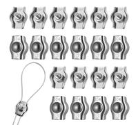 20 Pcs pour Duplex Clips Serre-câbles Métalliques, M3 Clips Serre Cable en Acier Inoxydable 304 pour Câbles Haubans, Cordes à Linge, Clôtures, Auvents, Tendeurs de Cordes à Linge