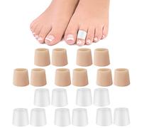 20 Pcs Protège Orteils, Protecteurs Orteils Silicone, Protège Orteil en Gel, Protecteurs Tube Orteil Empêche le Frottement (Kaki, Blanc)