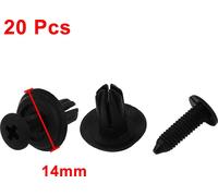 20 Pcs Rivet Plastique Clips d'Agrafe Tige-Poussoir Fastener 13 x 14 x 6mm Noir
