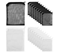 20 Pcs Sac Filtration Aquarium, 15x20cm Sacs en Maille Fine avec Fermeture à Glissière, Sacs en Filet Réutilisables à Haut Débit, Filtre Media Sac pour Charbon Actif Anneaux en Céramique, Noir+Blanc